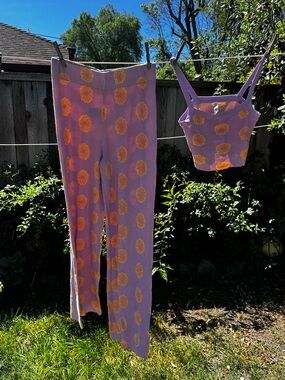 Cotton On Body Lavender & Yellow Daisy Knit Tank and Pants Set